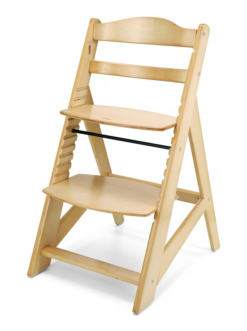 Trona evolutiva de madera Woody para bebé +6 meses con bandeja y arnés 3 puntos Beige claro - Kiabi