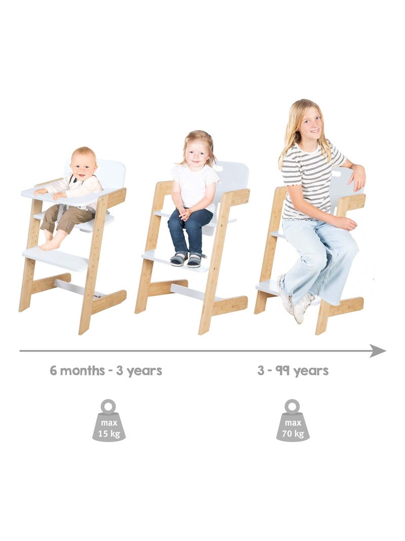 Trona evolutiva en bambú FSC® con bandeja 'Roba Nature Up' Blanco Marrón - Kiabi