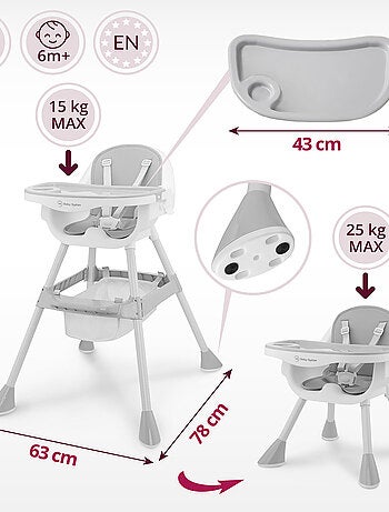 Trona evolutiva Magnolia 2 en 1 con bandeja doble y cesta de almacenaje