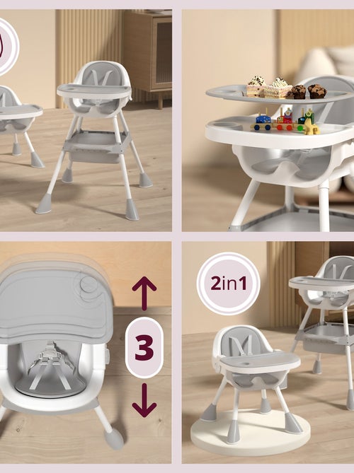 Trona evolutiva Magnolia 2 en 1 con bandeja doble y cesta de almacenaje - Kiabi