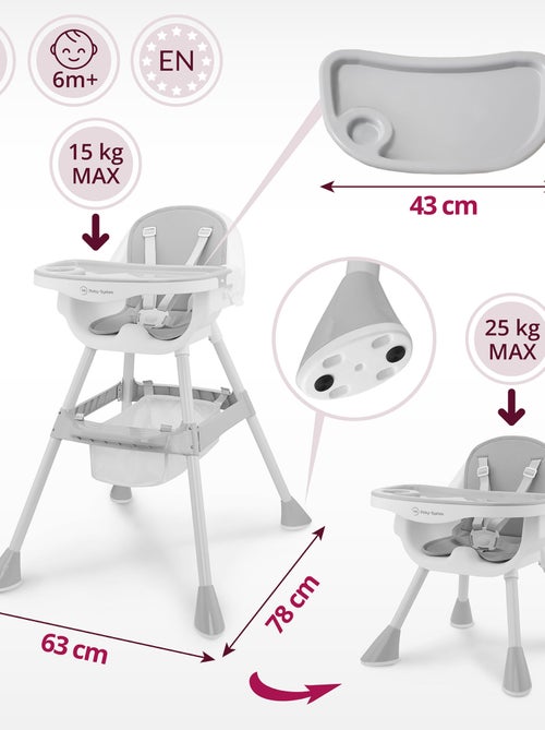 Trona evolutiva Magnolia 2 en 1 con bandeja doble y cesta de almacenaje - Kiabi