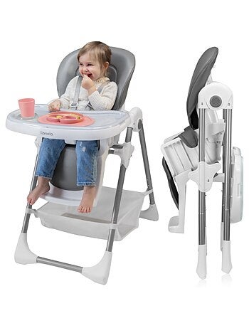 Trona LIONELO Linn - Altura ajustable - Ruedas - Cesta - Plegado compacto
