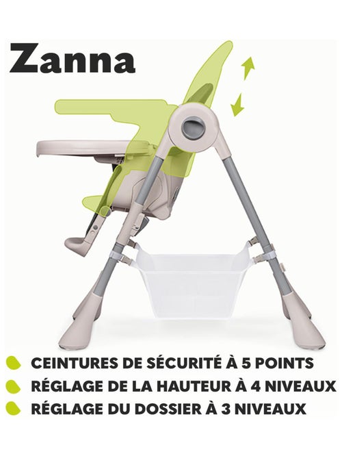 Trona LIONELO Zanna - Plegable - Con ruedas - Bandeja y reposapiés regulables - Kiabi