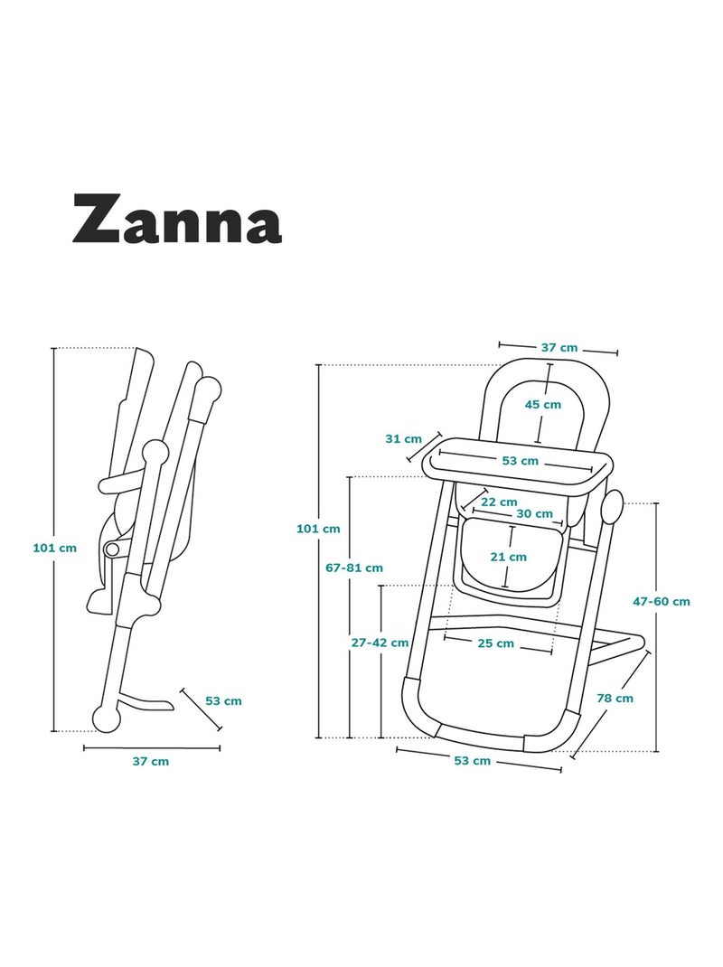 Trona LIONELO Zanna - Plegable - Con ruedas - Bandeja y reposapiés regulables Beige - Kiabi