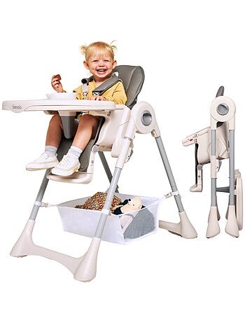 Trona LIONELO Zanna - Plegable - Con ruedas - Bandeja y reposapiés regulables