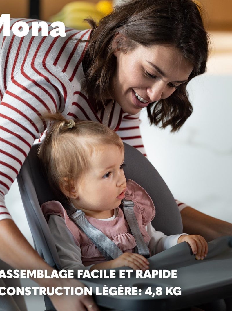 Trona para bebé LIONELO Mona - Hasta 75 kg - Crece con tu hijo - Construcción de madera Gris - Kiabi