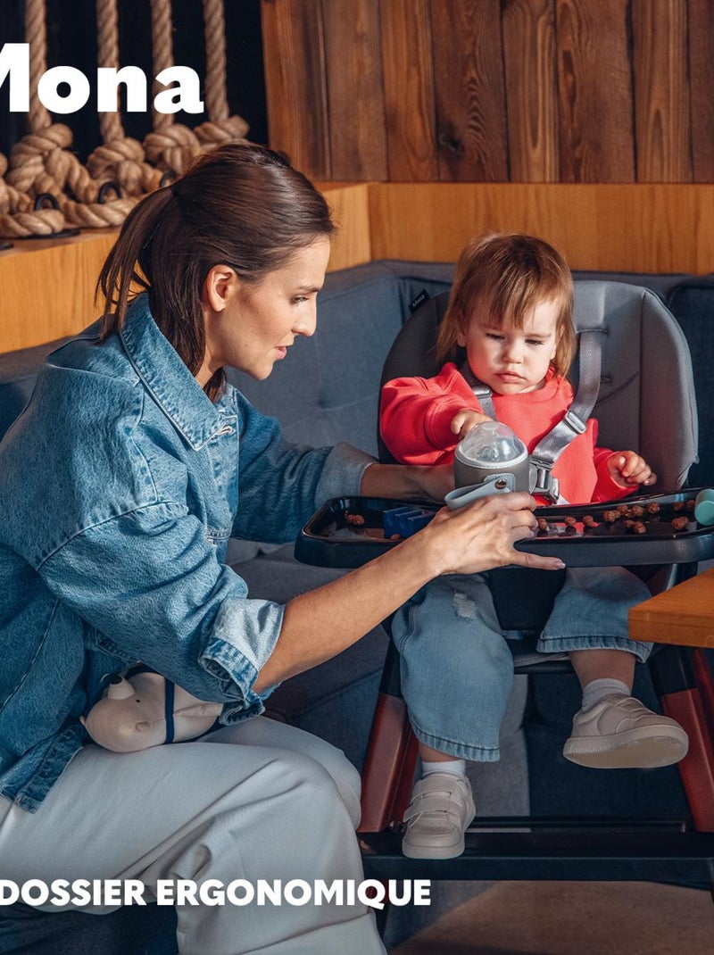 Trona para bebé LIONELO Mona - Hasta 75 kg - Crece con tu hijo - Construcción de madera Gris - Kiabi