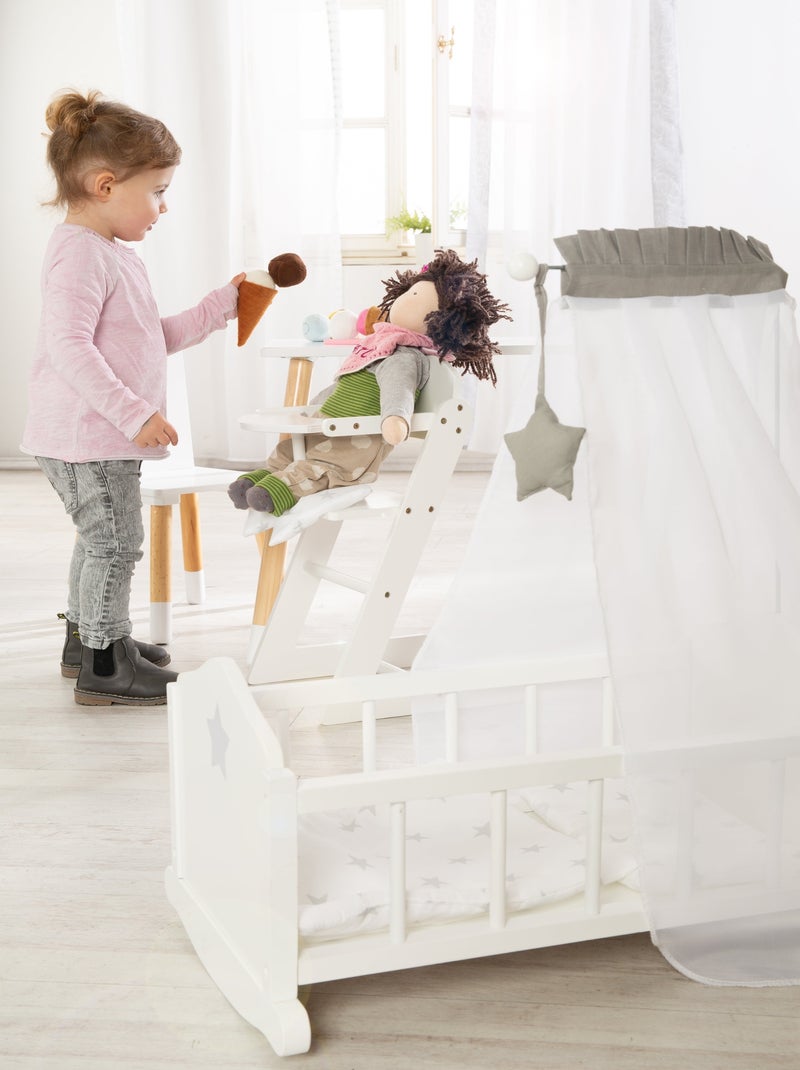 Trona para muñecas en madera maciza + cojín 'Stella' - ROBA Blanco Gris - Kiabi