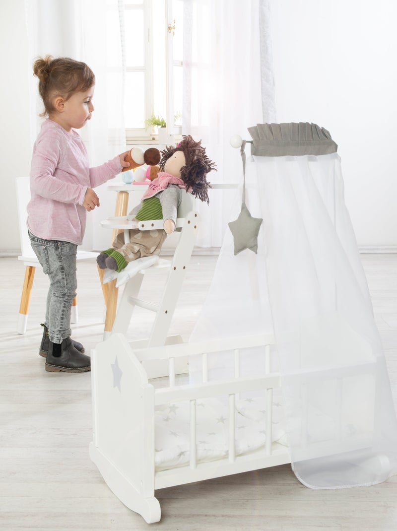 Trona para muñecas en madera maciza + cojín 'Stella' - ROBA Blanco Gris - Kiabi