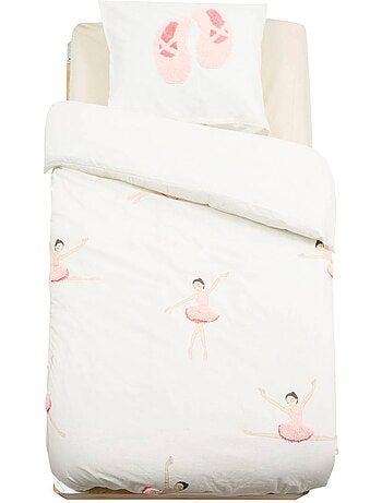 Tufy 140x200 cm juego de cama blanco con estampado de bailarina