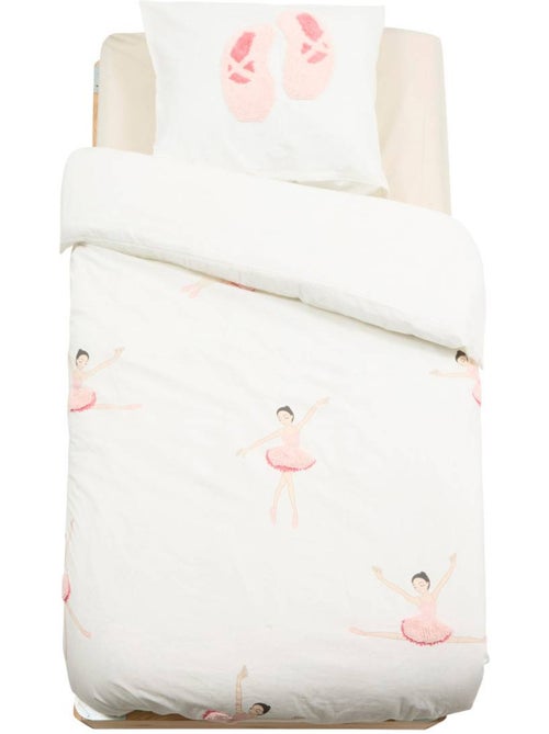 Tufy 140x200 cm juego de cama blanco con estampado de bailarina - Kiabi Tufy 140x200 cm juego de cama blanco con estampado de bailarina - Kiabi