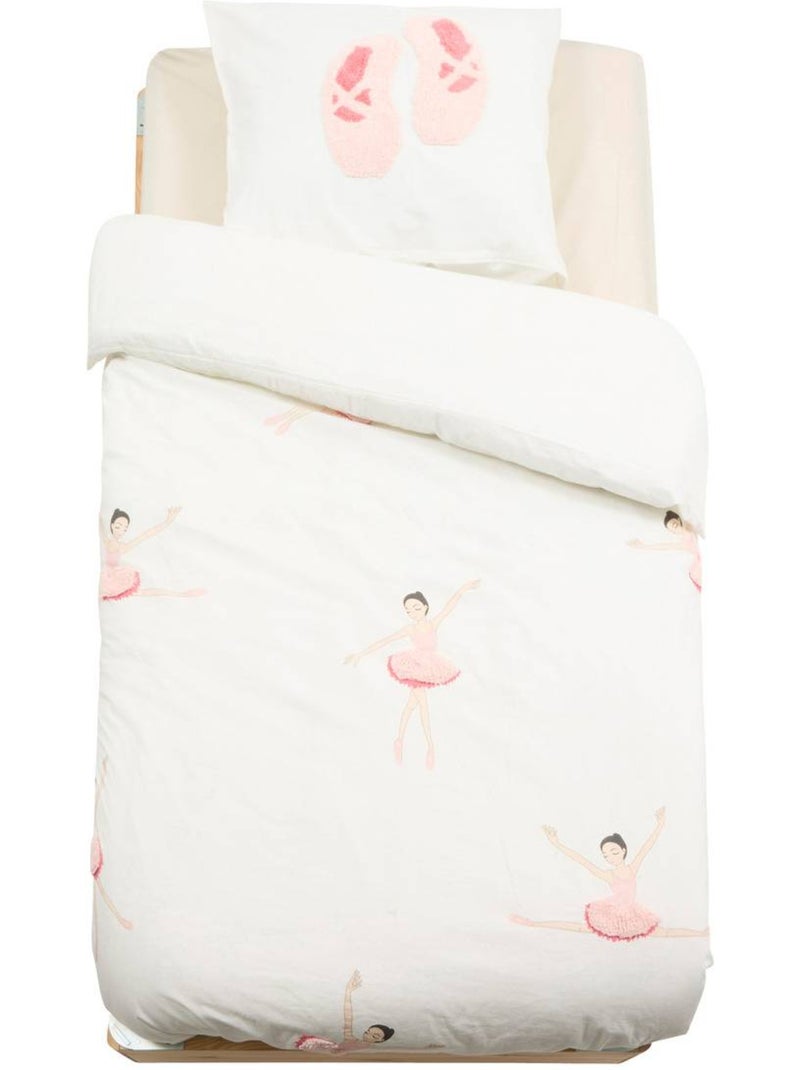 Tufy 140x200 cm juego de cama blanco con estampado de bailarina Rosa - Kiabi