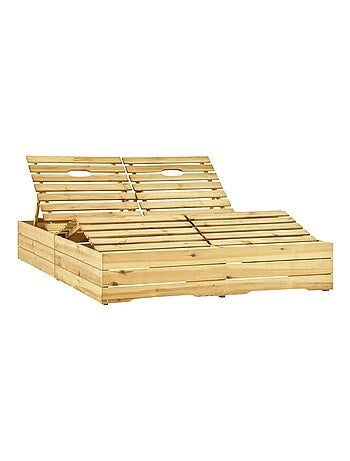 Tumbona doble para exterior de pino