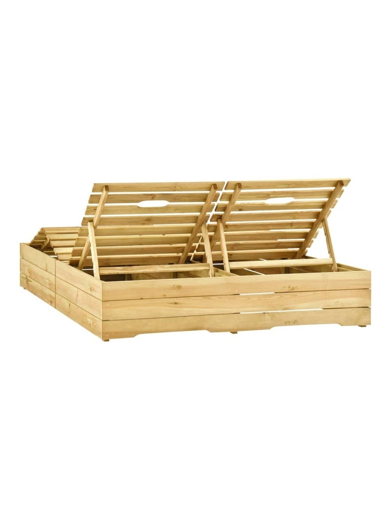 Tumbona doble para exterior de pino Marrón claro - Kiabi
