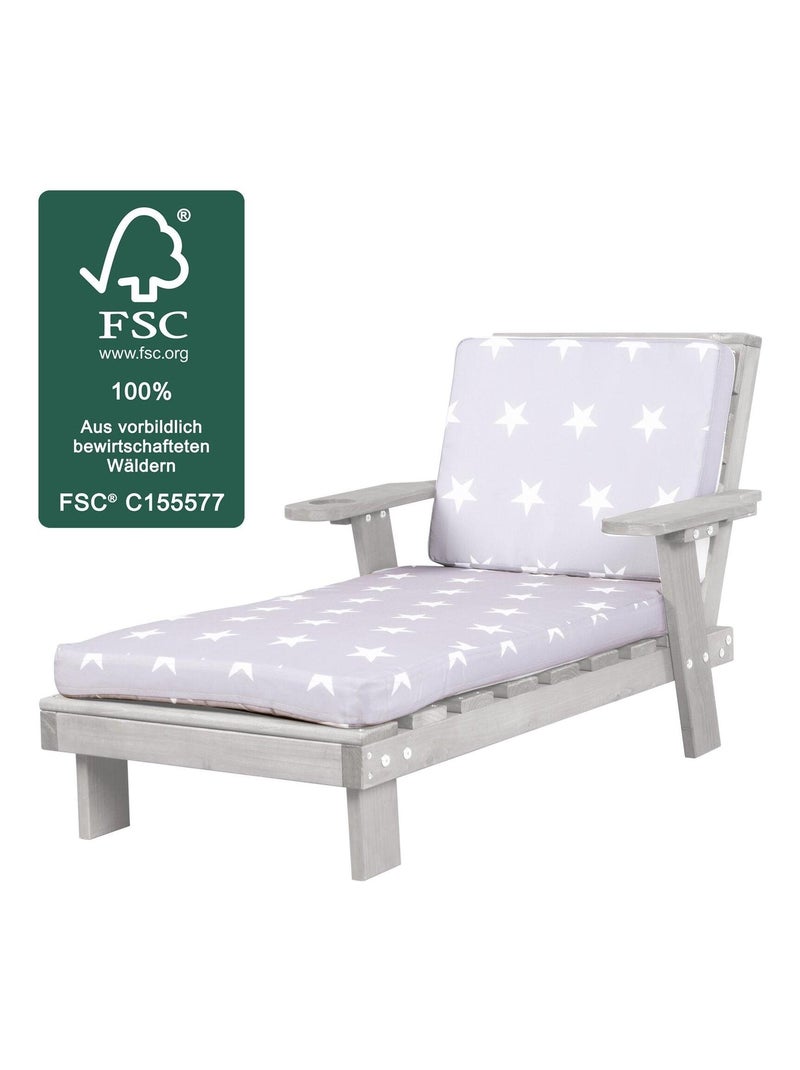 Tumbona infantil en madera maciza con 2 cojines 'Roba little stars' Gris - Kiabi