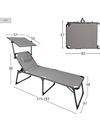 Tumbona plegable con parasol y cojín aktive