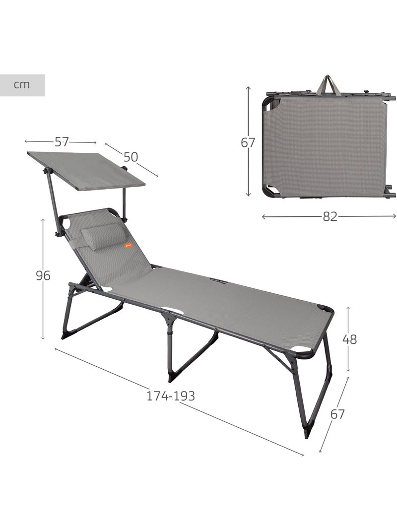 Tumbona plegable con parasol y cojín aktive Gris - Kiabi
