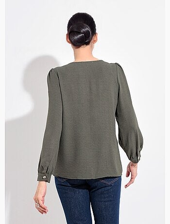 Túnica abotonada y en relieve con cuello en V - AFIBEL