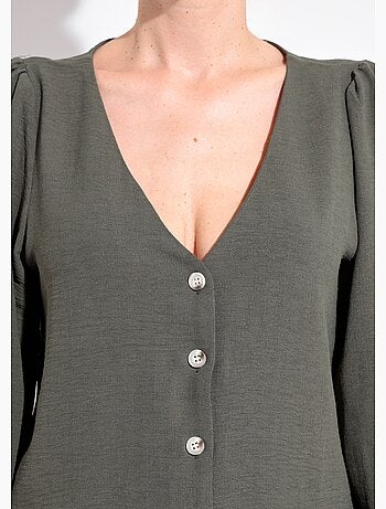 Túnica abotonada y en relieve con cuello en V - AFIBEL