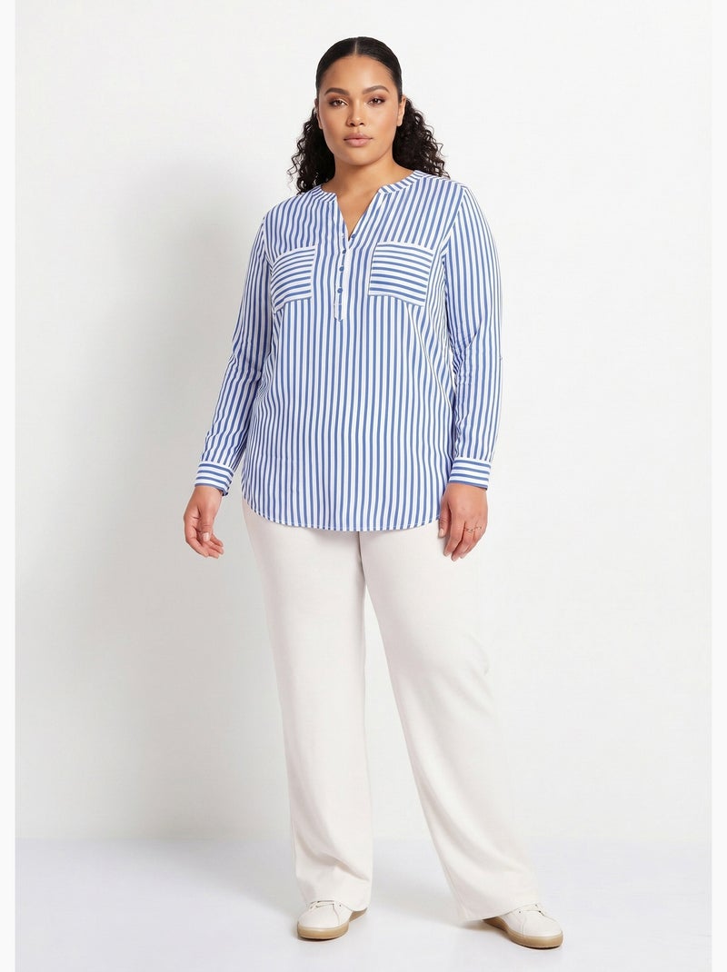 Túnica camisera larga rayas - Afibel Azul - Kiabi