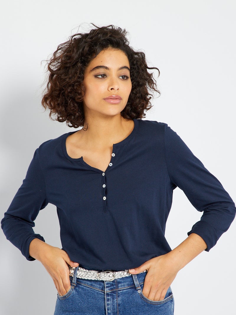 Túnica con cuello panadero AZUL - Kiabi