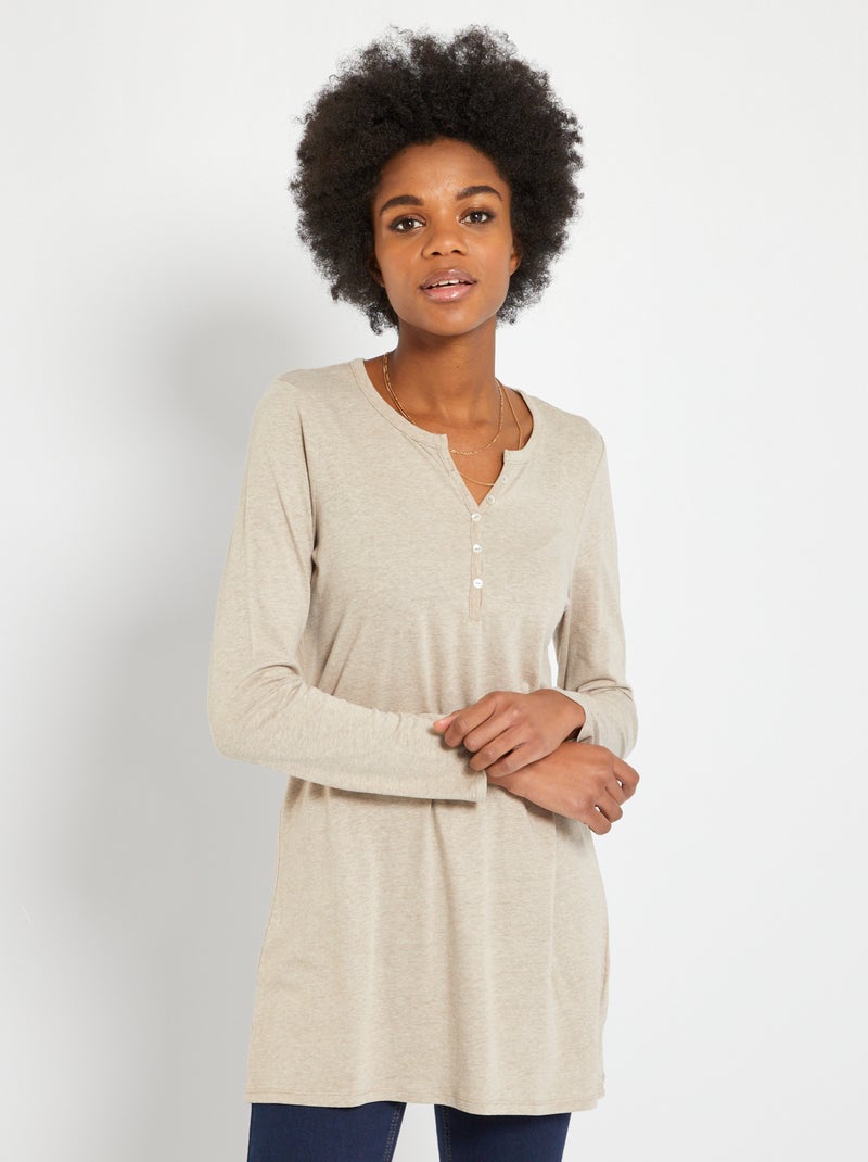 Túnica con cuello panadero BEIGE - Kiabi
