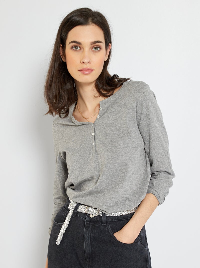 Túnica con cuello panadero GRIS - Kiabi