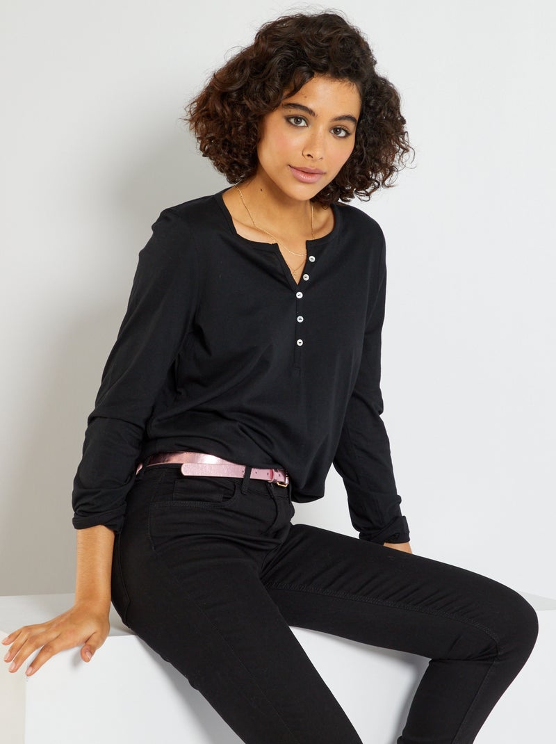 Túnica con cuello panadero NEGRO - Kiabi