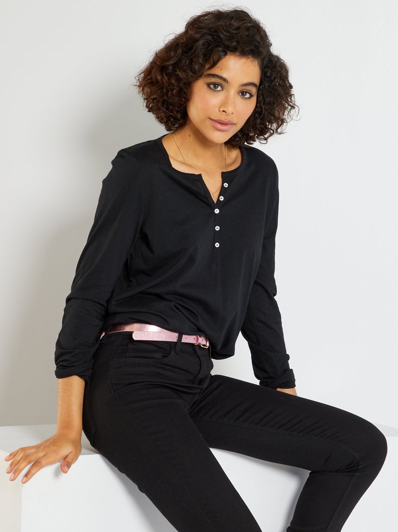 Túnica con cuello panadero NEGRO - Kiabi