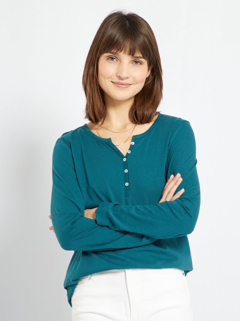 Túnica con cuello panadero VERDE - Kiabi