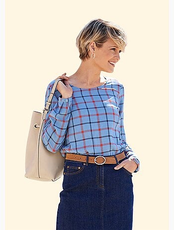 Túnica con estampado de cuadros - Afibel