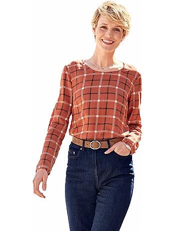 Túnica con estampado de cuadros - Afibel