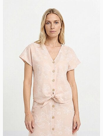 Túnica con estampado floral y cierre de lazo. - Afibel