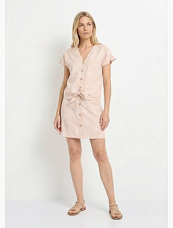 Túnica con estampado floral y cierre de lazo. - Afibel