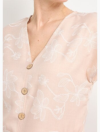 Túnica con estampado floral y cierre de lazo. - Afibel