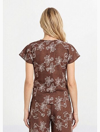 Túnica con estampado floral y cierre de lazo. - Afibel