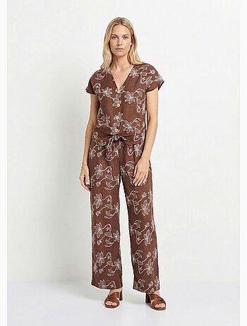 Túnica con estampado floral y cierre de lazo. - Afibel