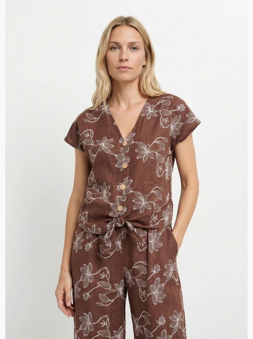 Túnica con estampado floral y cierre de lazo. - Afibel - Kiabi