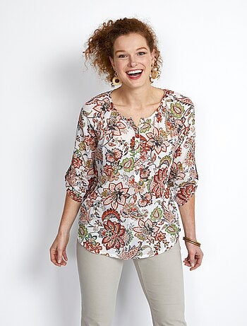 Túnica con estampado paisley y botones - Afibel