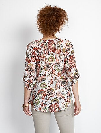 Túnica con estampado paisley y botones - Afibel