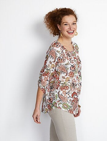 Túnica con estampado paisley y botones - Afibel