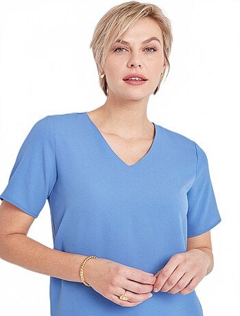 Túnica corta blusante, lisa o estampada - Afibel