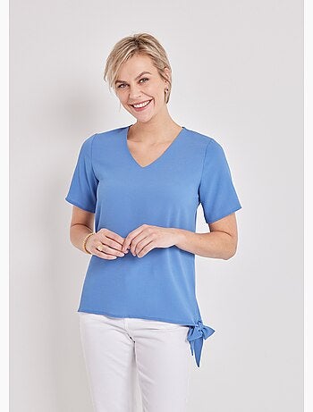 Túnica corta blusante, lisa o estampada - Afibel