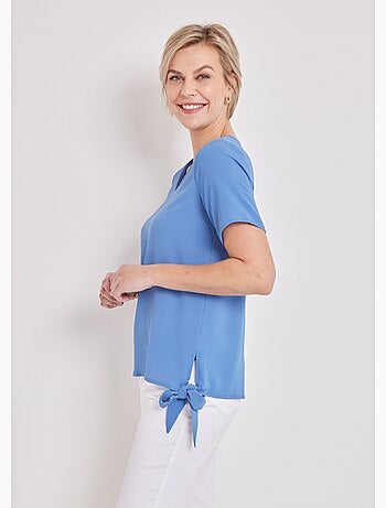 Túnica corta blusante, lisa o estampada - Afibel