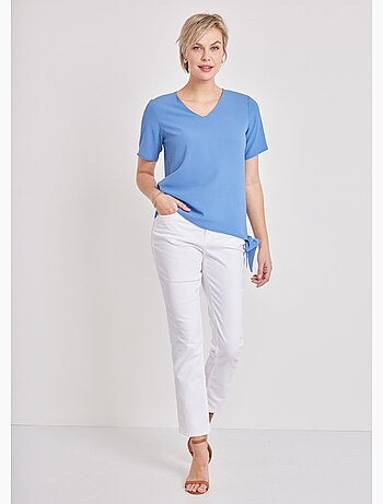 Túnica corta blusante, lisa o estampada - Afibel