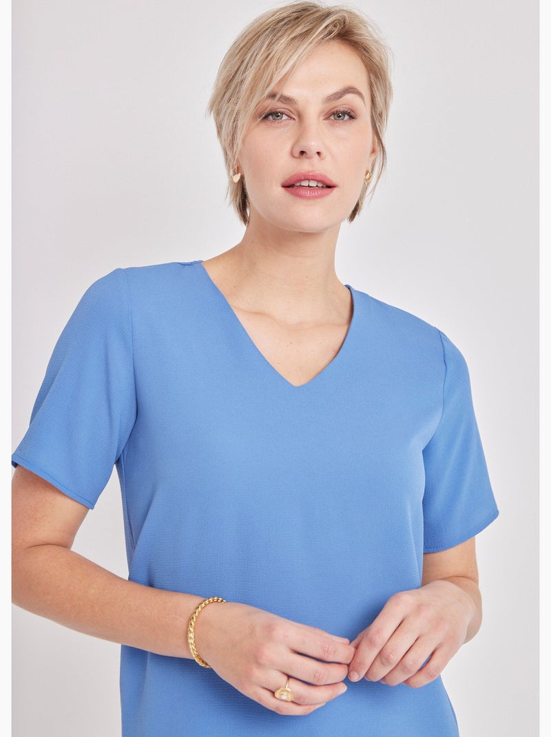 Túnica corta blusante, lisa o estampada Azul - Kiabi