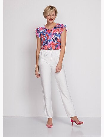 Túnica corta con volantes, lisa o estampada - AFIBEL