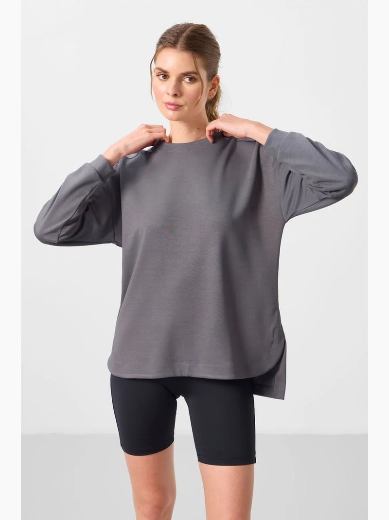 Túnica de punto jersey de manga larga tommy Gris negro - Kiabi