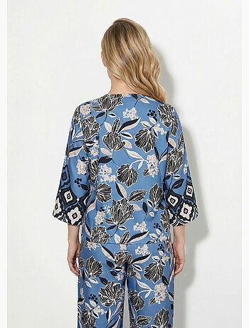 Túnica de satén con estampado floral oriental. - AFIBEL