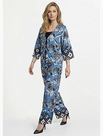 Túnica de satén con estampado floral oriental. - AFIBEL